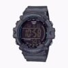 Front view of Casio AE-1500WH-8BV black resin strap and black face watchface