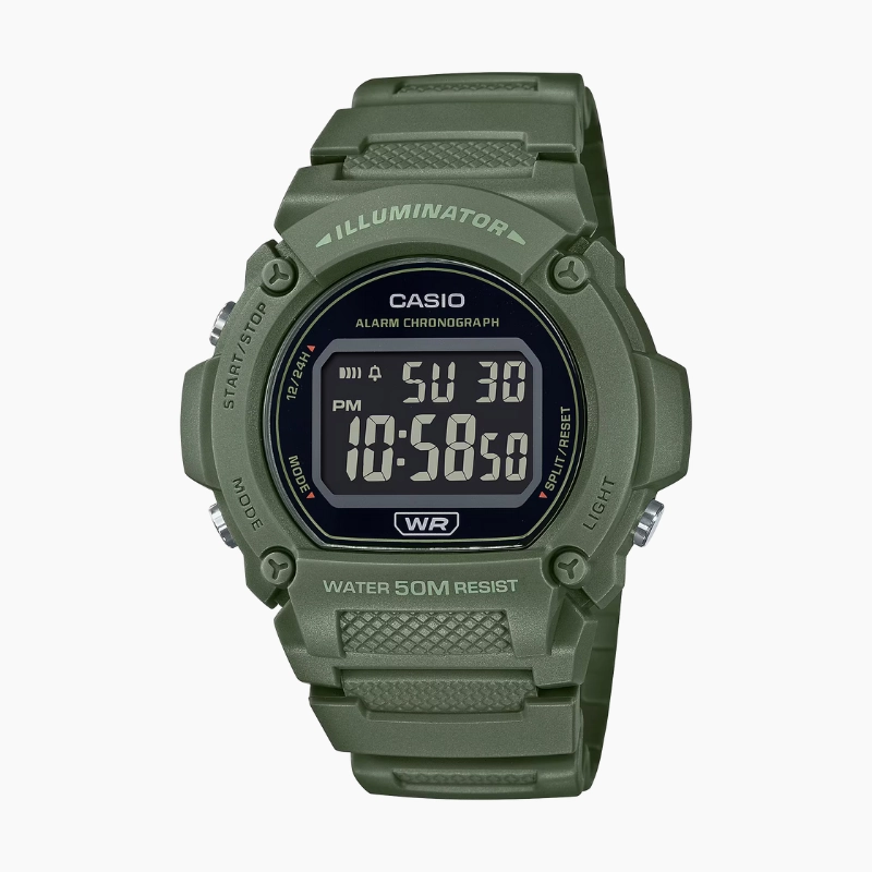 front view of a Casio W-219HC-3BV Digital watch