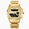 Front view of the Al-Harameen HA-6101FGB gold plated stainless steel band watch